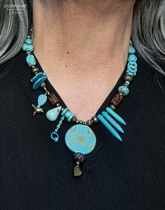 naszyjniki - inne Lato na turkusowo naszyjnik w stylu boho unikat ręcznie robiony PREZENT