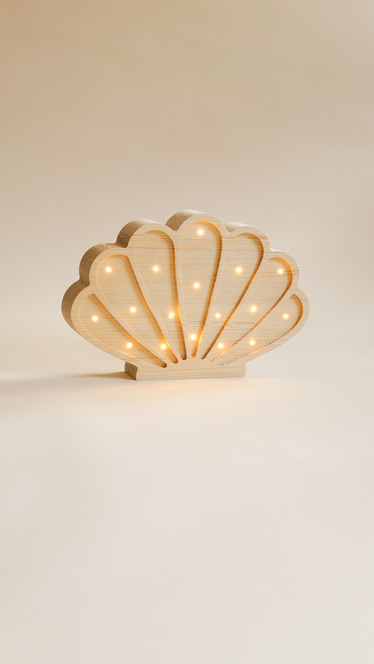 lampy do pokoju dziecka Drewniana Lampka Muszla - Natural