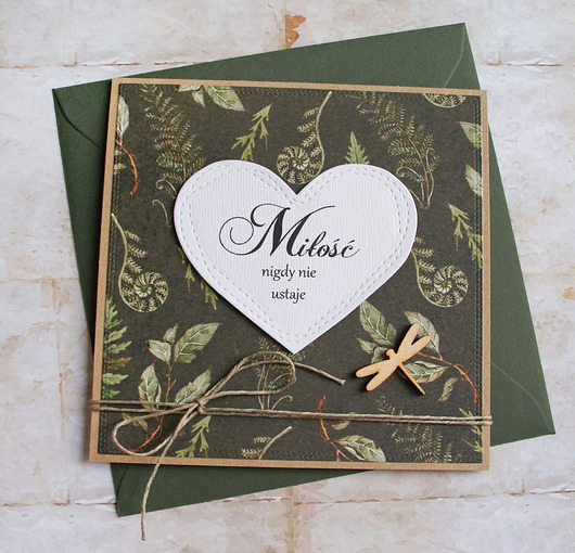 zaproszenia i kartki na ślub Kartka z życzeniami : miłość : las