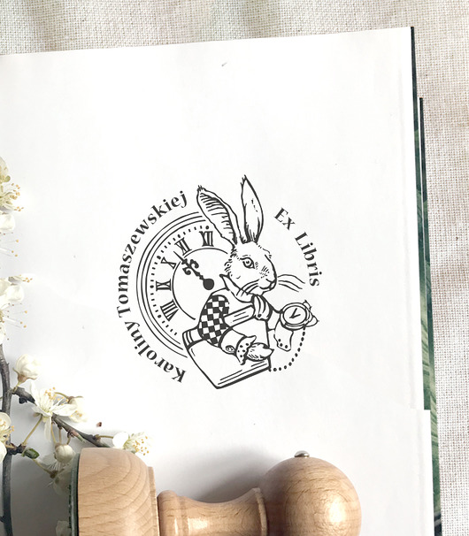stemple BIAŁY KRÓLIK -  pieczątka Ex Libris
