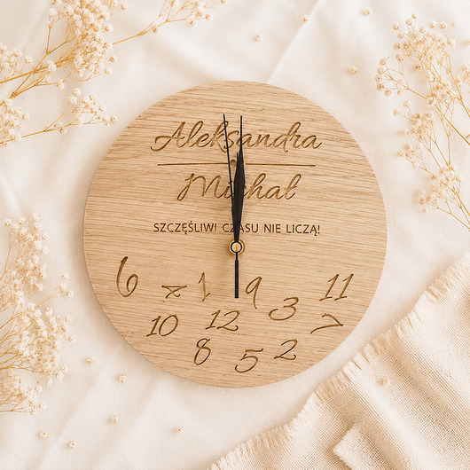 zegary Drewniany personalizowany zegar Numbers eko