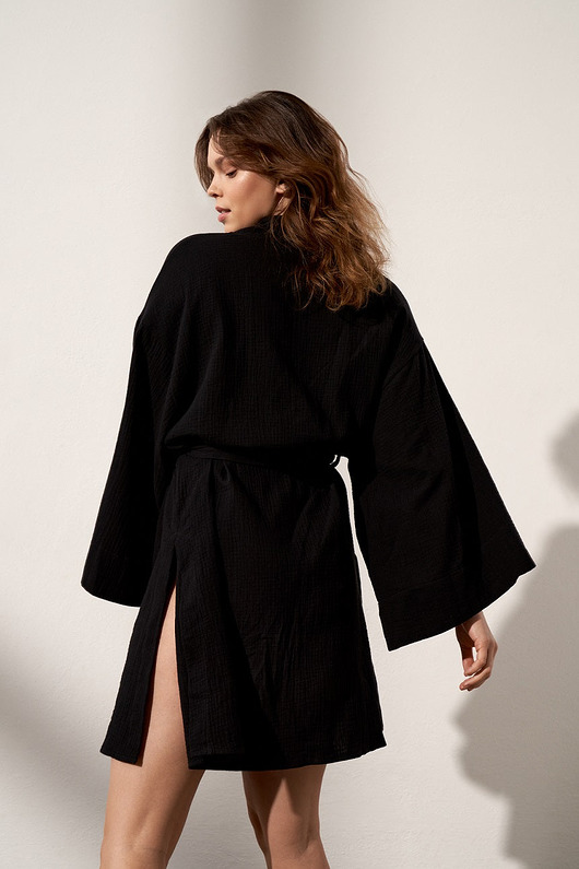 sukienki midi damskie Kimono do jogi PEACE - black sky