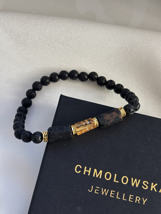 biżuteria męska Bransoletka męska Cytryn i Turmalin