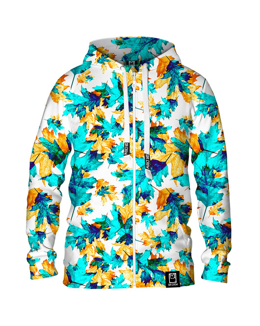 bluzy męskie Męska Bluza Expres Zamek DR.CROW Cyan Leaves