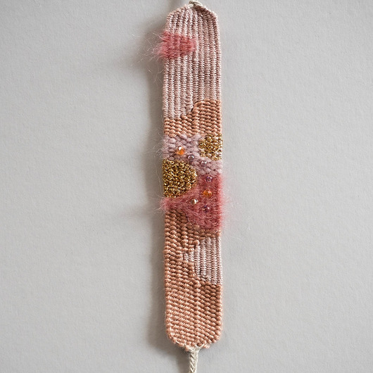 bransoletki na sznurku Ręcznie tkana, szeroka bransoletka, odcienie różu