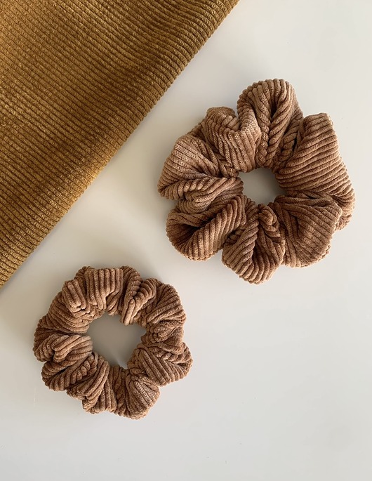 gumki do włosów Sztruksowa gumka scrunchie Hazelnut