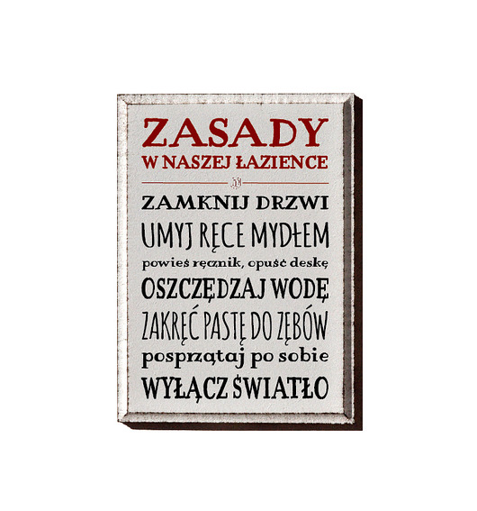 napisy dekoracyjne i tabliczki Tabliczka zasady w łazience