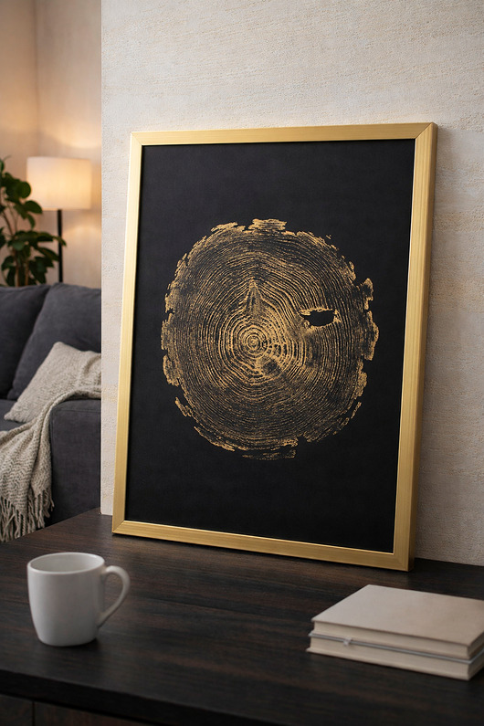 grafiki i ilustracje Plakat Botaniczny Sosna Pinus w Ramie 30x40cm. Złoty Obraz Glamour