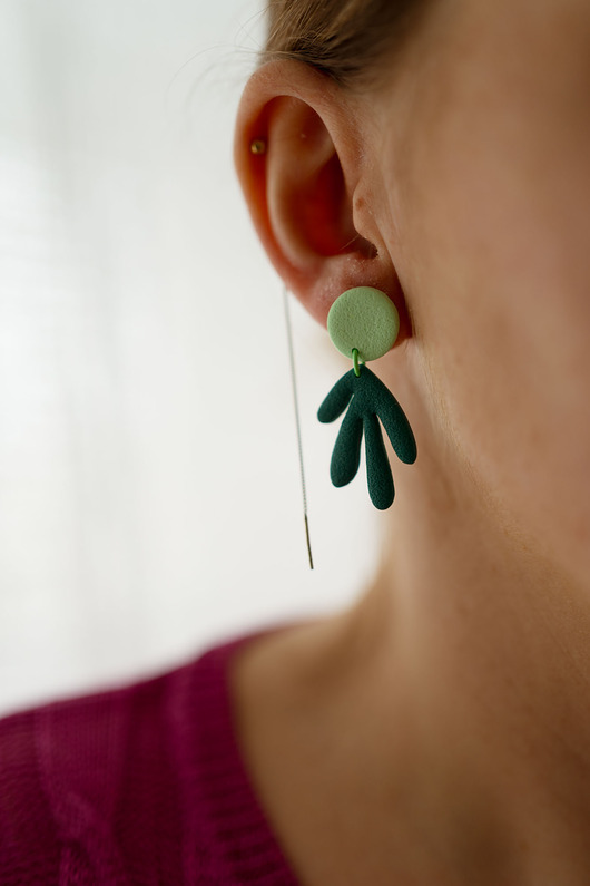 kolczyki z masy plastycznej Kolczyki Matisse zielony