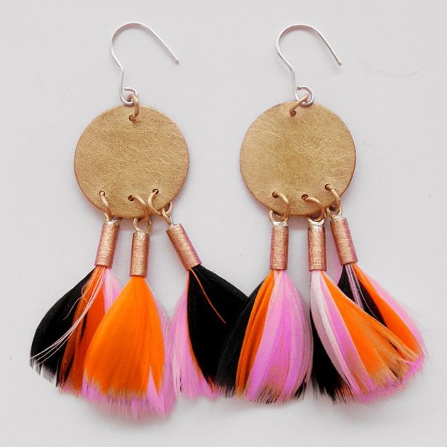 kolczyki z piórami PIÓRKO kolczyki