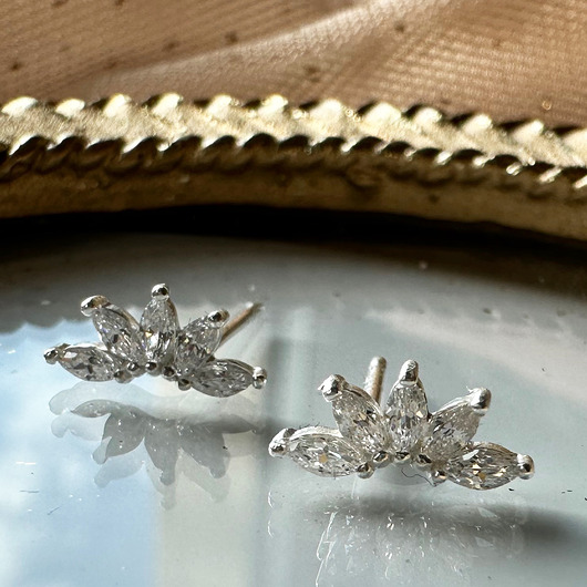 kolczyki srebrne SILVER FANS srebrne kolczyki z cyrkoniami, delikatne eleganckie sztyfty