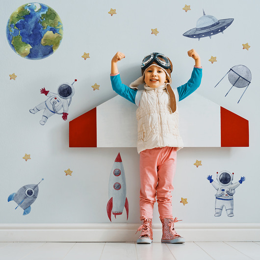 Naklejki na ścianę Kosmos, Astronauta, Rakieta Dekoracjan