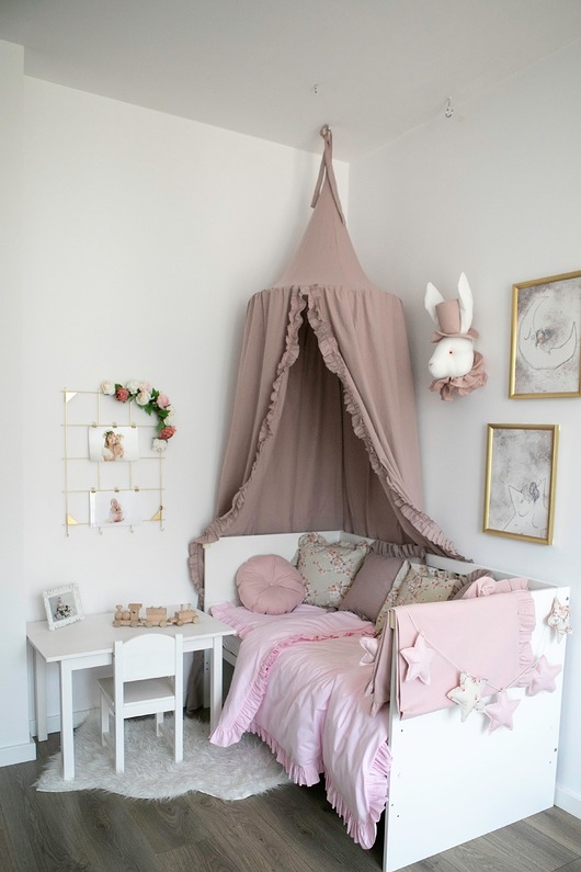 namioty i tipi dla dzieci Baldachim z falbanką nad łóżko dla dziewczynki