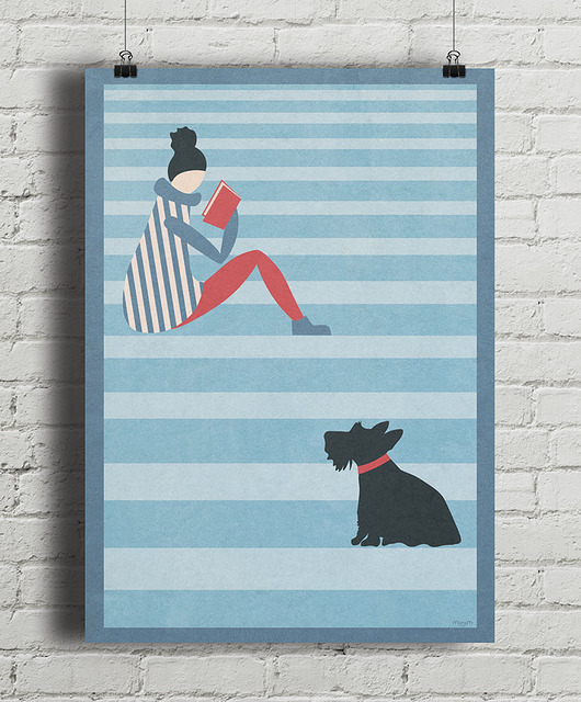 plakaty Czytanie na schodach - plakat fine art