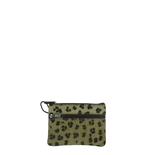 portfele damskie Saszetka skórzana bilonówka skóra naturalna na klucze bilon poręczna OLIVKA