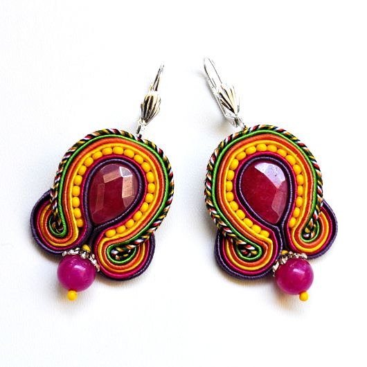 kolczyki soutache Sutaszowe kolczyki AZALEA