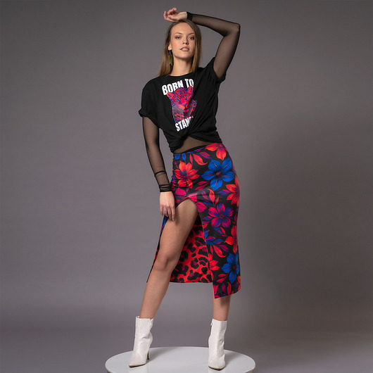 spódnice midi Dwustronna spódnica z rozporkiem - Dua