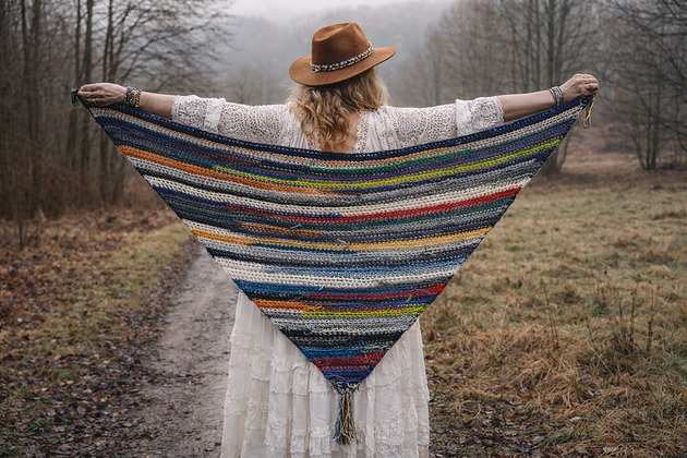 szale damskie Chusta boho wełniana