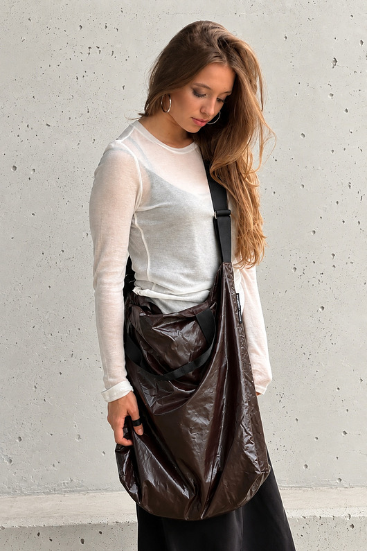 torby XXL Brązowa torba shopper TWIN Brownie moora x CZAJKOWSKI