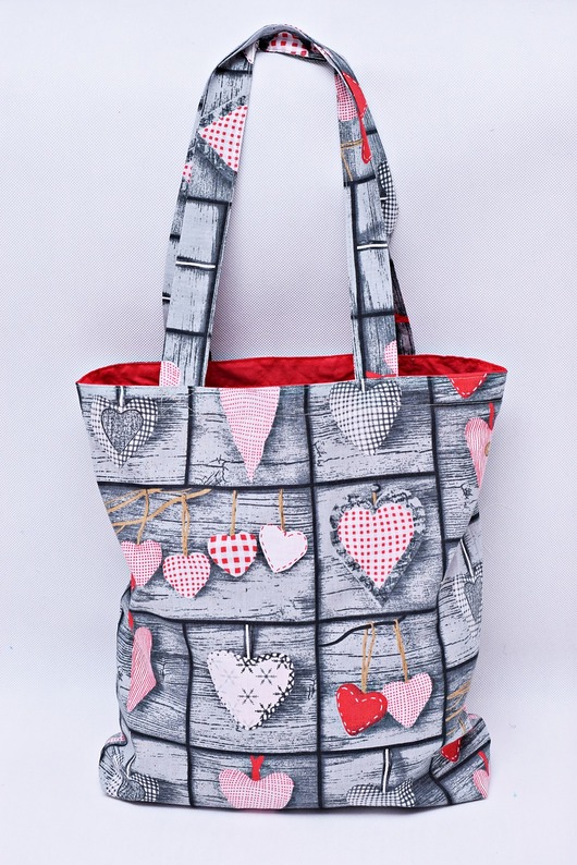 torby na zakupy Torba na zakupy shopperka siatka serca retro