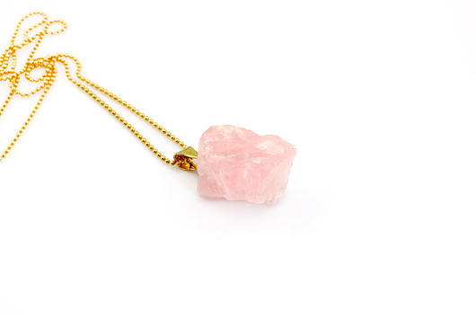 Colare Raw Kwarc Różowy  Brazi Druse Jewelry