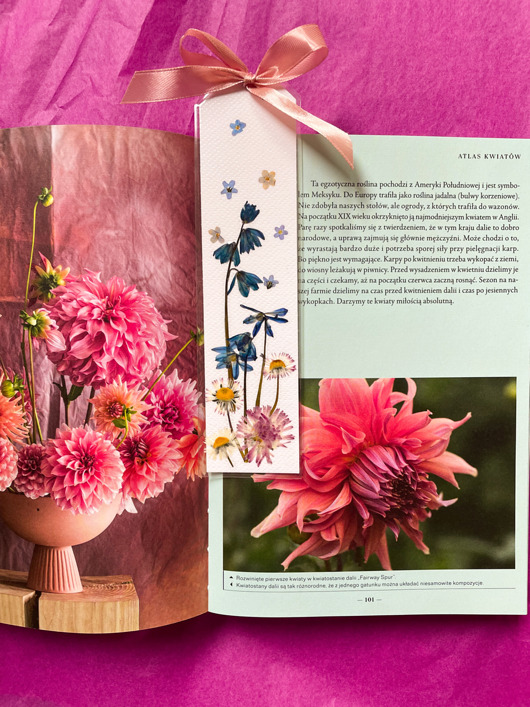 zakładki do książek Zakładka do książki z suszonymi kwiatami