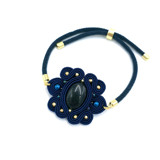 bransoletki soutache Bransoletka sutasz z nocą kairu regulowana granatowa lekka