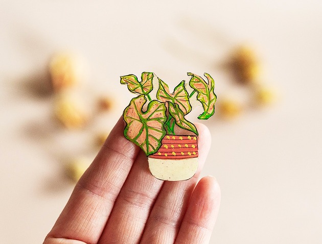 broszki Broszka handmade Zroślicha w doniczce 