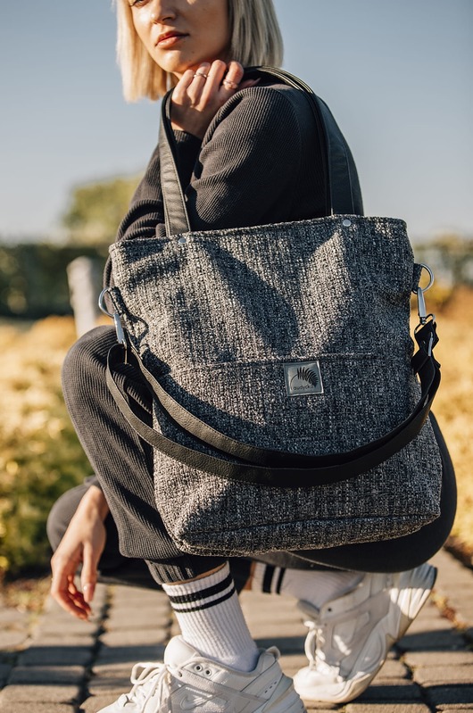 torby na ramię Torebka z grubej szarej plecionki z kieszonkami