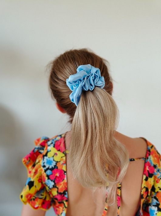 gumki do włosów Gumka jedwabna, scrunchie, frotka blue lagoon MAXI