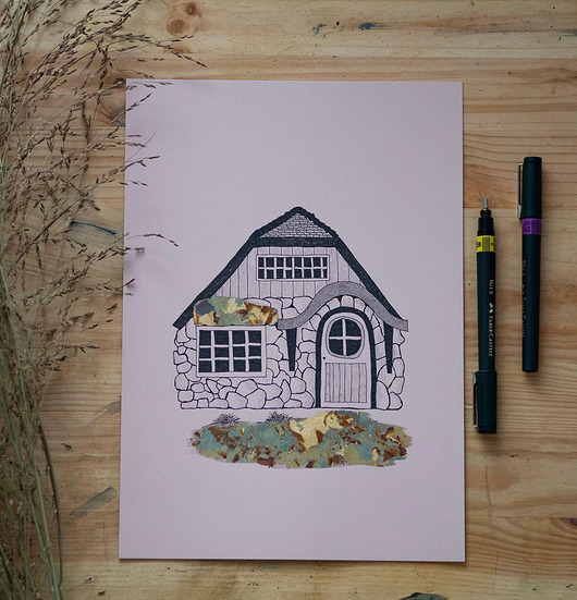 ORYGINAŁ - Domek 17 - 21 cm x 30 cm Gosia Sendlewska