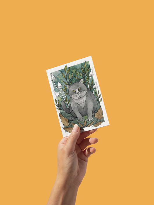 kartki okolicznościowe - wydruki Chonky Cat - baśniowa pocztówka A6, 10,5 x 14,8 cm