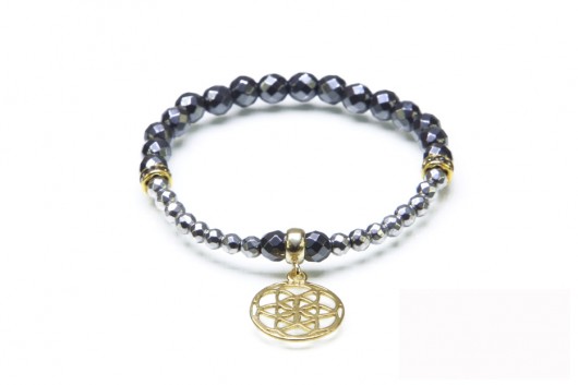 Maguri Hematyt srebrny i ciemno szary z rozetą  Maguri Jewellery
