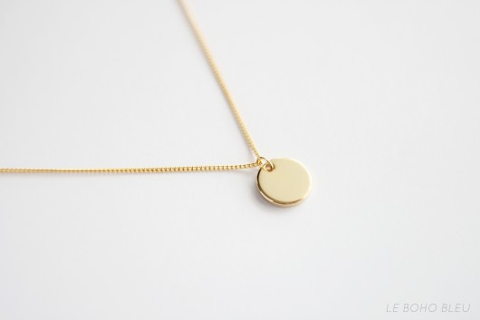 16k Gold Plated Round Tag Necklace Le Boho Bleu