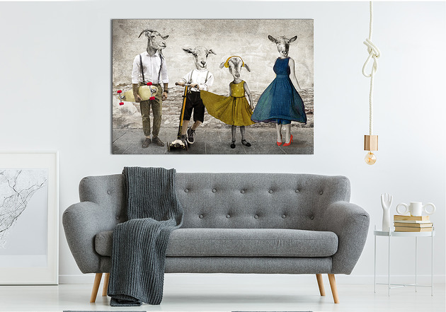 Obraz - Kozłowscy- Kozia rodzina 120x80. LUdesign gallery