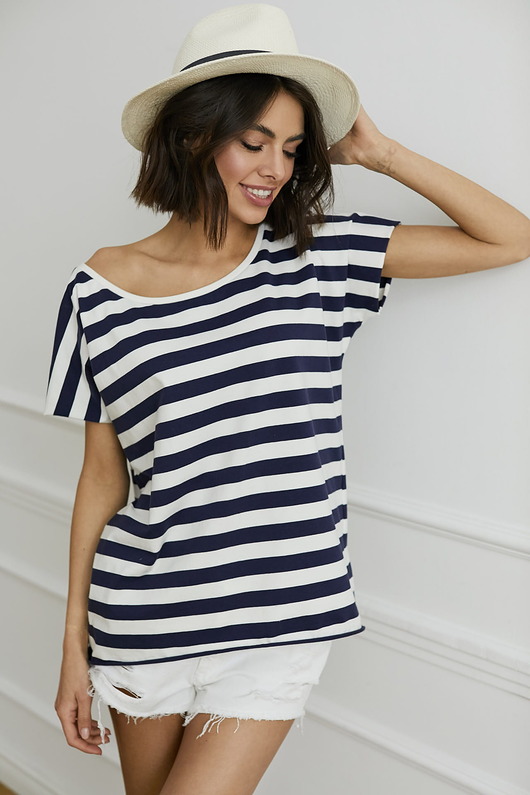 T-SHIRT ALICE PASY granatowe Flawless