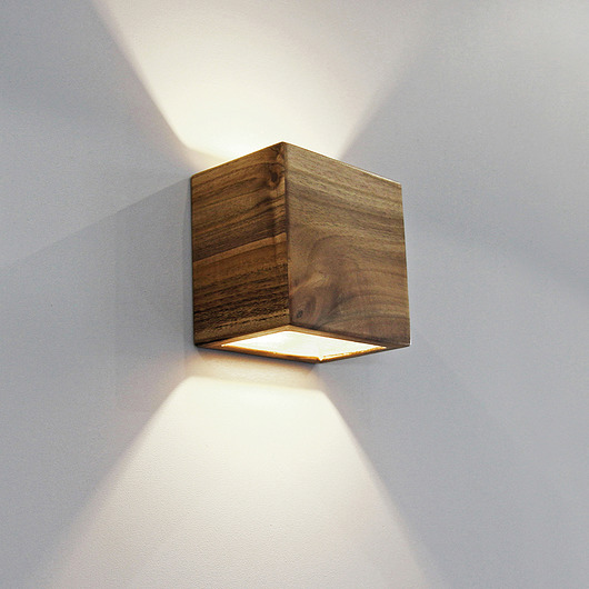 kinkiety Lampa drewniana Kinkiet Orzech 15cmx15cm DREWNO