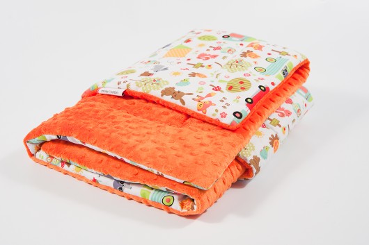 Mięciutki kocyk minky - camp pomarańcz - 75x100 Minky and Cotton