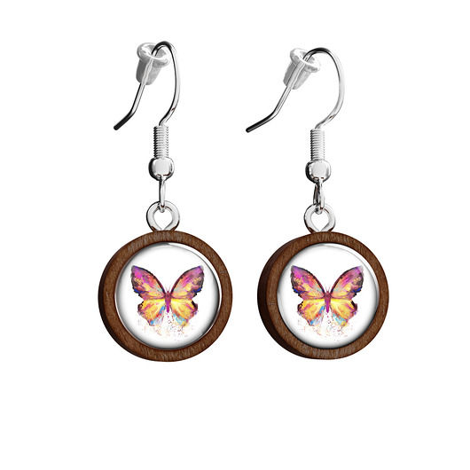 kolczyki drewniane Kolczyki drewniane - Motyl - wiszące