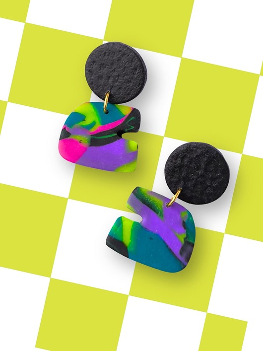 kolczyki z masy plastycznej Geometryczne kolczyki- dzikie OU