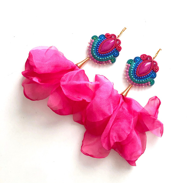 kolczyki soutache Sutaszowe kolczyki ADANA pink
