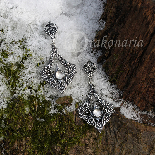 kolczyki wire wrapping Sindarin - Laer, kryształ górski