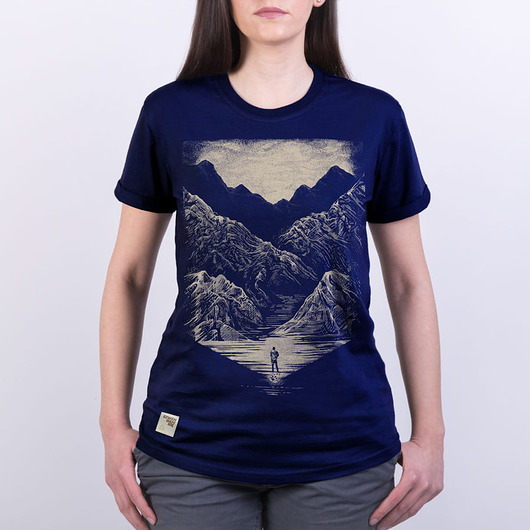 t-shirt damskie Koszulka damska GÓRY i CZŁOWIEK granatowa -