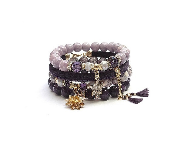bransoletki z kamieni naturalnych Purple and powder violet /17-03-22/ set