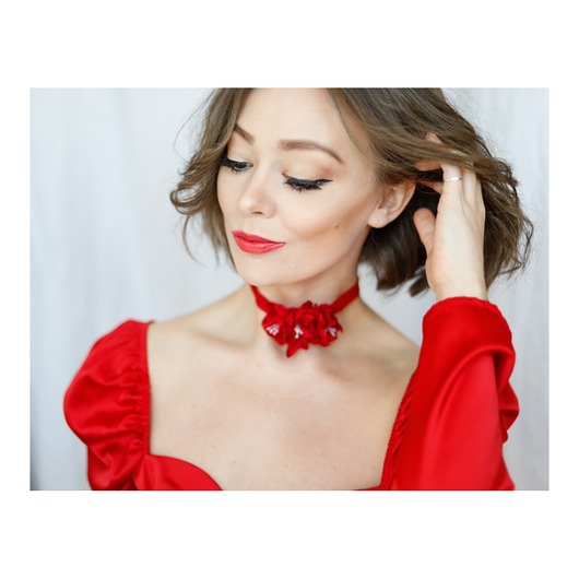 chokery Jedwabny  czerwony choker
