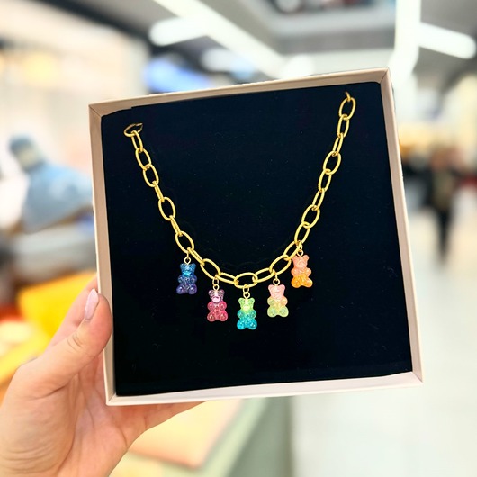 kolie Naszyjnik z misiami ombre (stal pozłacana)