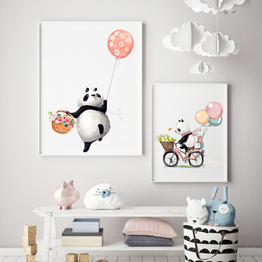 Plakaty obrazki 2 szt 50X70 70x100 Panda Dekoracjan
