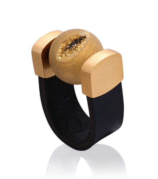 pierścionki - różne Agate Druzy Gold Ring