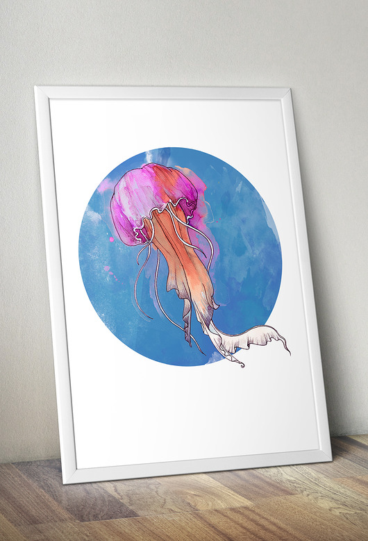 plakaty Plakat - ilustracja akwarelowa MEDUZA 50x70