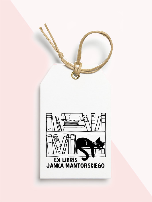 Stempel ex libris personalizowany Kot DrukLove